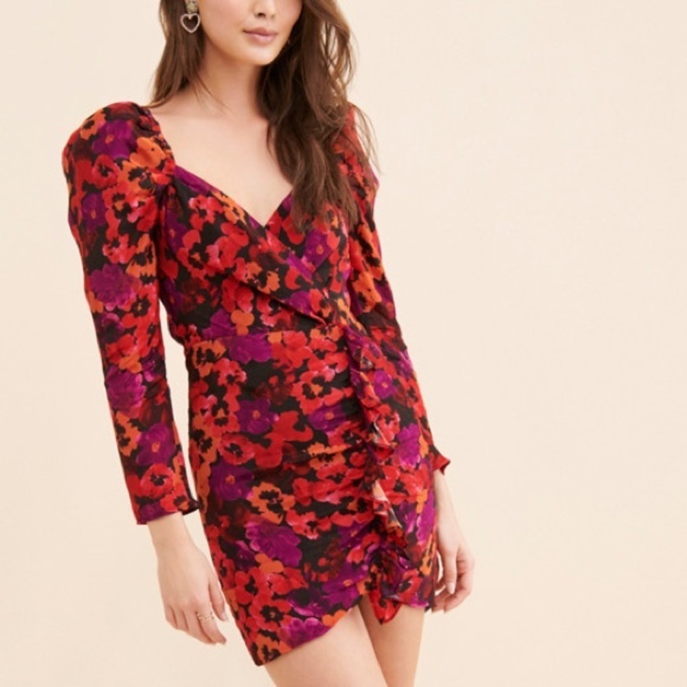 Saylor Alouette Painterly Poppy Dark Floral Mini Dress Size XS - Picture 11 of 11